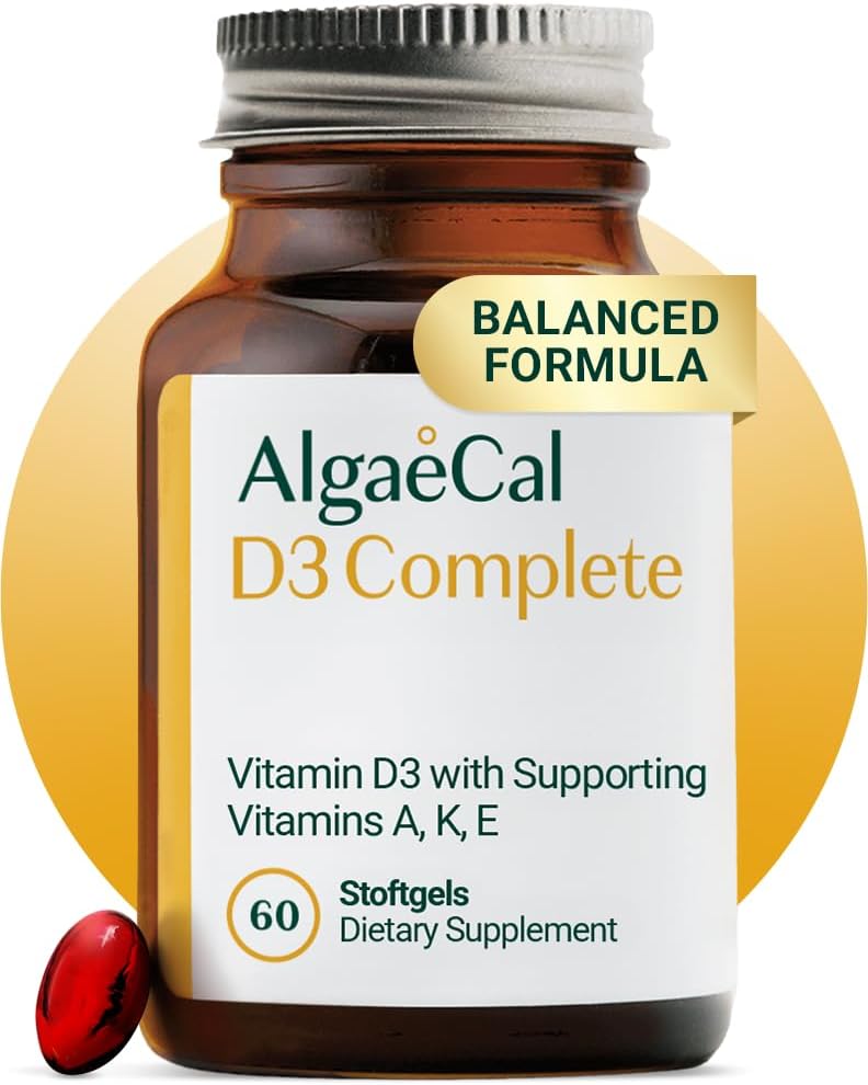 ALGAECAL D3 Complete - Vitamin D3, K2, A & E Food Supplement for Immune and Bone Health, 60 Softgels - görsel 1
