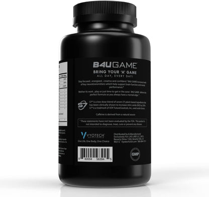 B4UGAME Brain Booster Supplement – Nootropic for Focus, Memory & Energy | 60 Capsules