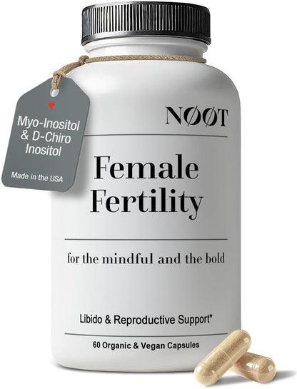 NOOT Conception & Female Fertility Support – Fertility Supplements for Hormonal Balance with Myo-Inositol, D-Chiro Inositol, Shatavari, Vitex & CoQ10, Vegan Formula for Women & Future Mum – 60 Capsules
