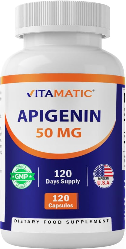 Vitamatic Apigenin 50mg - 120 Vegetarian Capsules (Pack of 2, 240 Total)