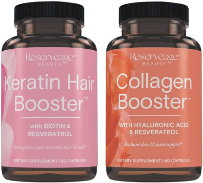 Reserveage Ultra Collagen Booster & Keratin Hair Booster - 60 Ultra Collagen Capsules + 60 Keratin Capsules – Image 1