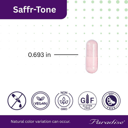 Paradise Herbs Saffr-Tone: Active Whole Spectrum Saffron Extract - Super Potent - Vegan & Non-GMO - 60 Veg Caps