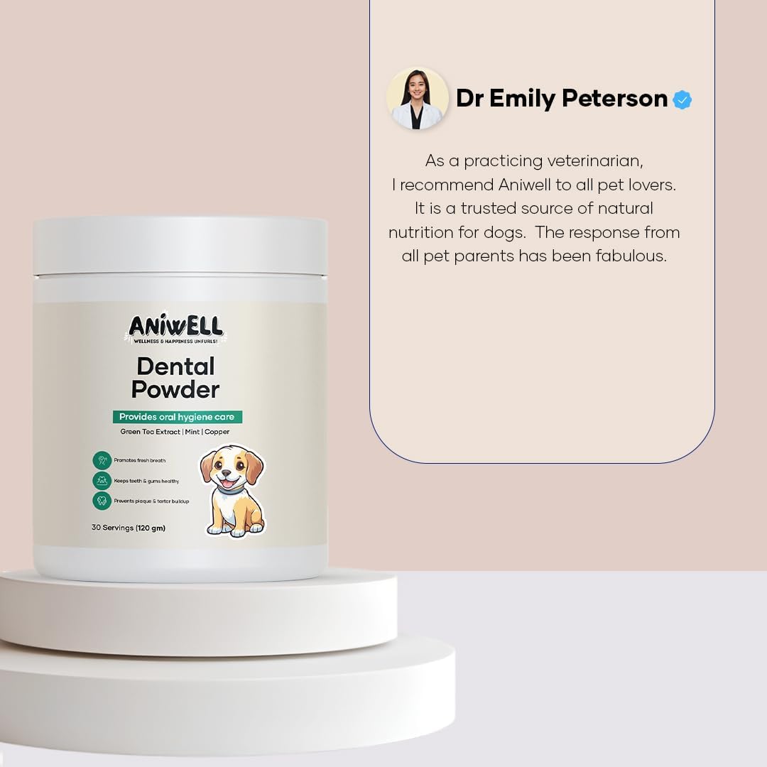 Aniwell Dog Dental Powder - Herbal Extract Formulation for Fresh Breath, Plaque & Tartar Support | No Brushing Required | Daily Dog Breath Freshener for All Breeds - görsel 5