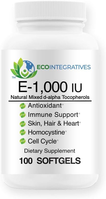 EcoIntegratives E-1,000 IU Natural Vitamin E with Mixed Tocopherols - 100 Soft gel capsule Capsules