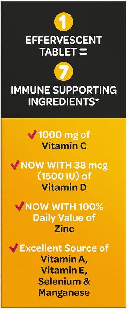 Airborne 1000mg Vitamin C with Vitamin D & Zinc - Sugar Free Effervescent Tablets for Immune Support, Very Berry Flavour with Antioxidants A, C, E - 30 Tablets (Pack of 2)