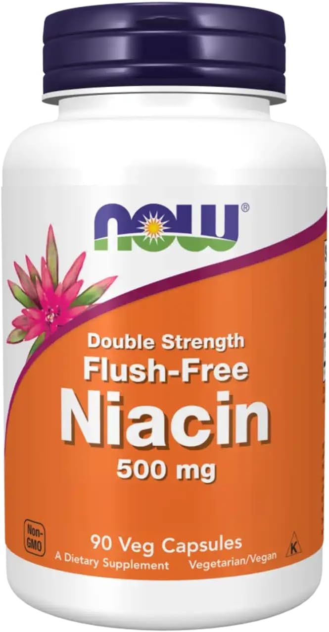 NOW Foods Niacin Flush-Free Double Strength 500 mg, 90 Veggie Capsules - görsel 1