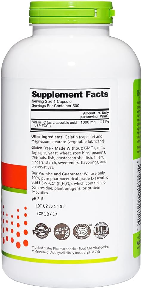 NutriBiotic Vitamin C 1000 mg Capsules – 500 Capsules - görsel 3