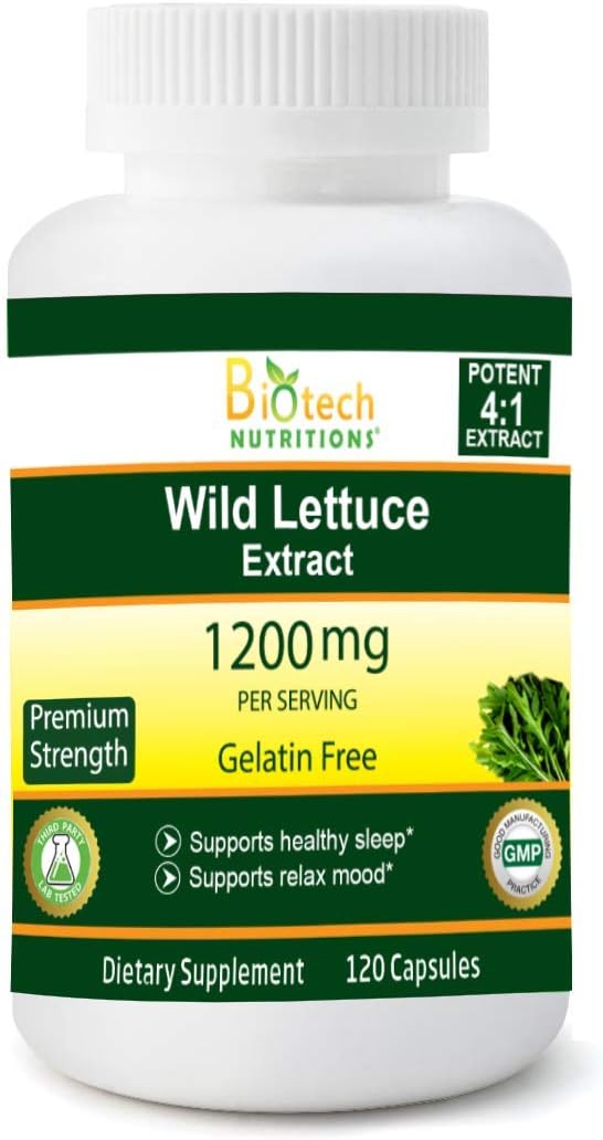 Wild Lettuce Extract 1200mg – 120 Vegetable Capsules – Most Potent Lactuca Virosa – Vegan Non-GMO - görsel 1