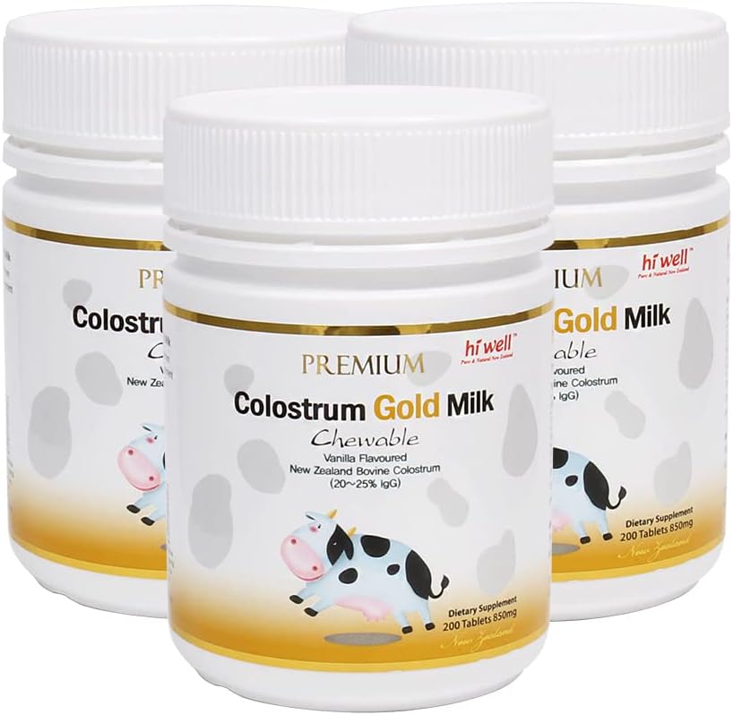 Hi Well Premium Grass-Fed Colostrum Gold Milk – Chewable Tablets, 3-Pack - görsel 1