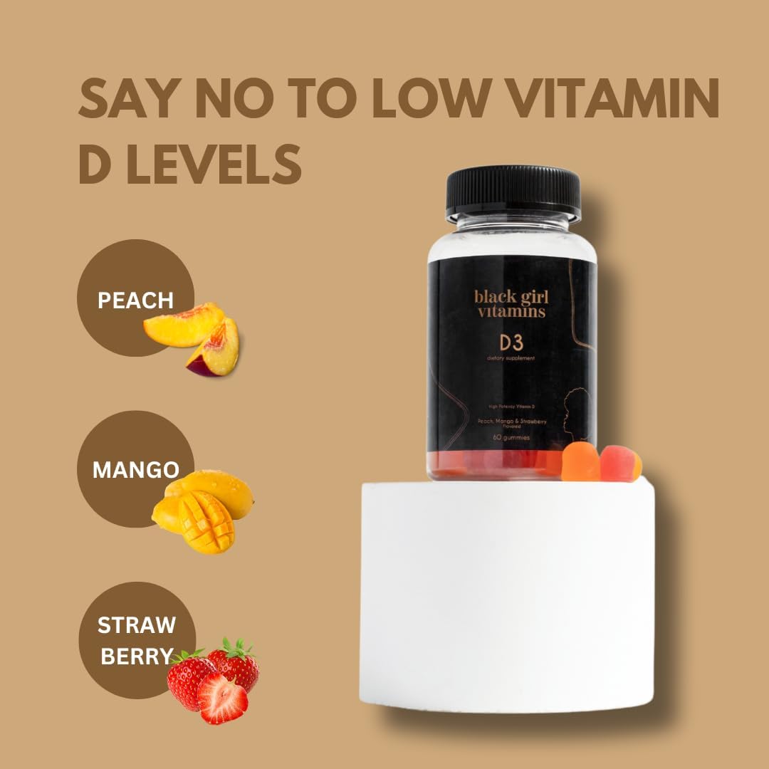 Black Girl Vitamins - Vitamin D3 Gummies, for Immune, Energy, and Bone Support, 2000IU (50mcg) per Serving, Gluten-free - görsel 4