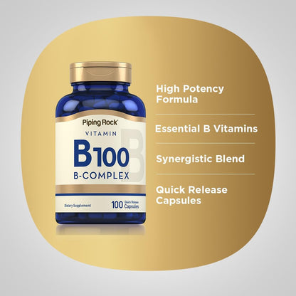 Piping Rock Vitamin B100 Complex, 100 Capsules