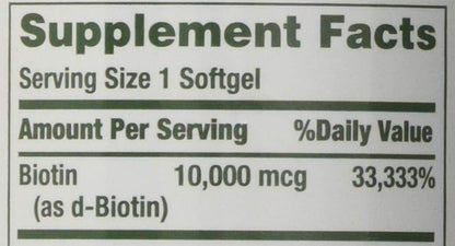 Nature's Bounty Biotin 10,000 mcg Rapid Release Softgels, 600 Count (5 Pack)