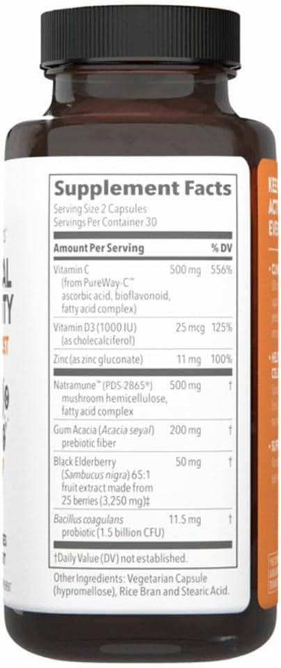 LifeSeasons Clinical Immunity – Daily Boost – Immune Support Supplement with Prebiotics, Probiotics, Elderberry, Zinc & Vitamin C + D3 (60 Capsules) - görsel 3