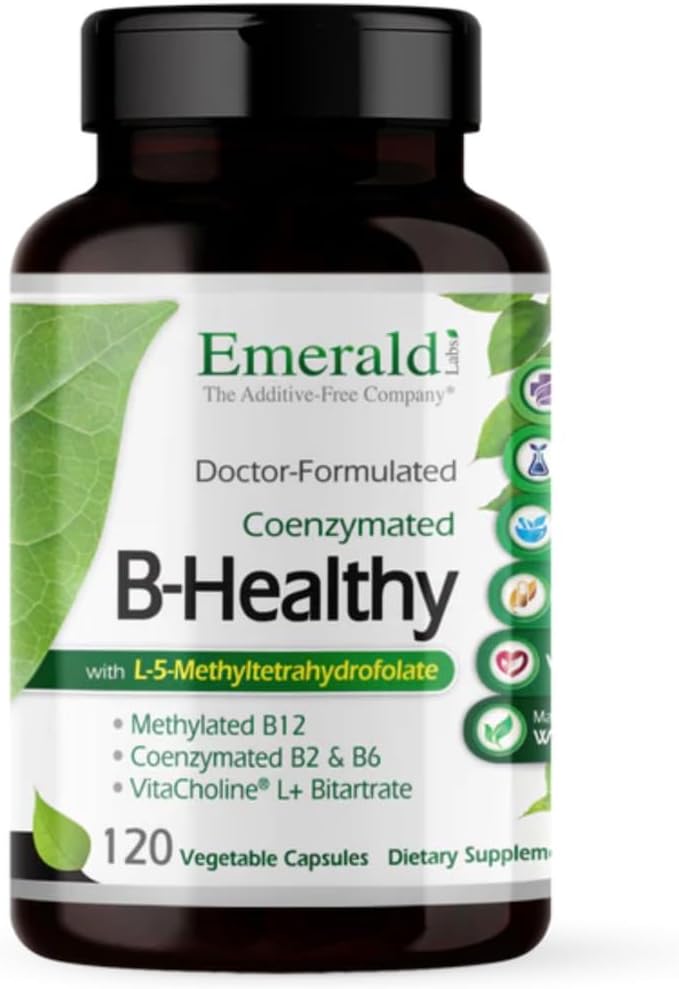 EMERALD LABS B-Healthy - Vegan Vitamin B Complex with Methylated Folic Acid - 60 Vegetable Capsules - görsel 9