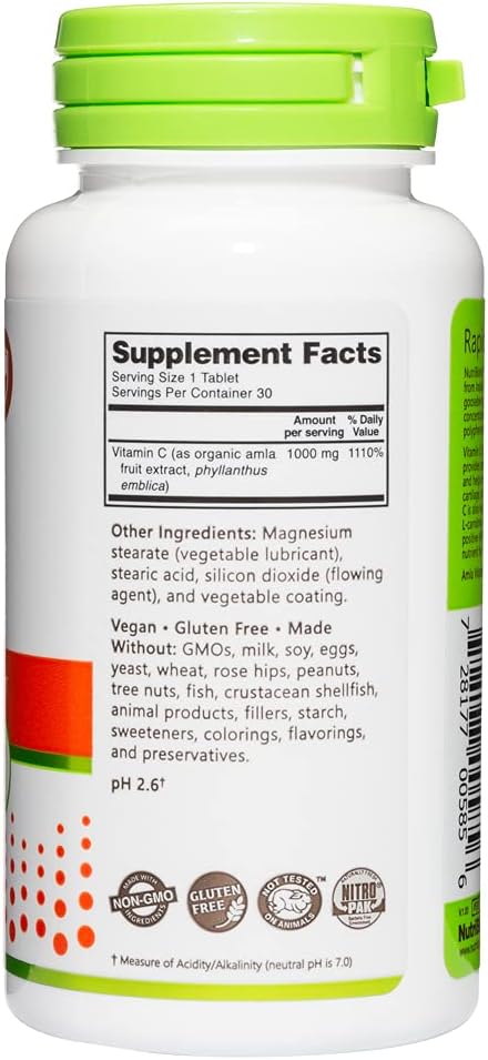 NutriBiotic Amla Vitamin C – Natural Non-GMO Vitamin C, 30 Tablets - görsel 3