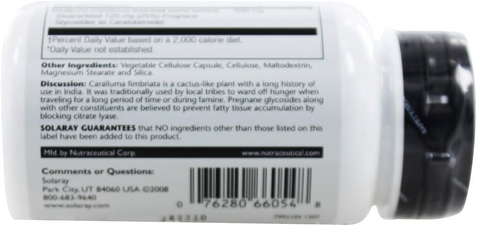 SOLARAY Guaranteed Potency Caralluma Aerial Extract, 500mg, 30 Vegan Capsules - görsel 2