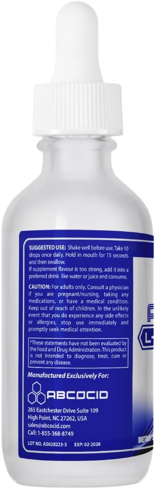 L-Ergothioneine Liquid Supplement 490 mg, 120 ml Liquid, 240 Servings, Made in USA, Quick Absorption, Quality Potent Ingredients, Non-GMO, GMP Certified, Cruelty-Free