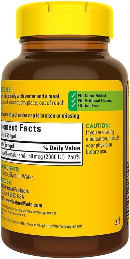 Nature Made Vitamin D3 2000 IU Softgels, 320 Capsules - görsel 3