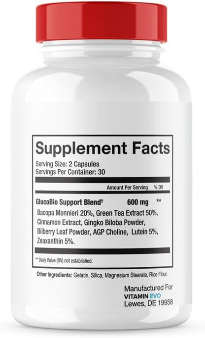 Glucobio Blood Support Capsules – Advanced Formula, All Natural, 300 Capsules (5-Pack)