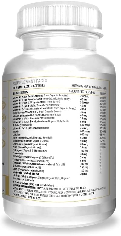ACTIF Organic Multivitamin for Women Aged 80+ with Omega-3 – Non-GM, 90 Count - görsel 3