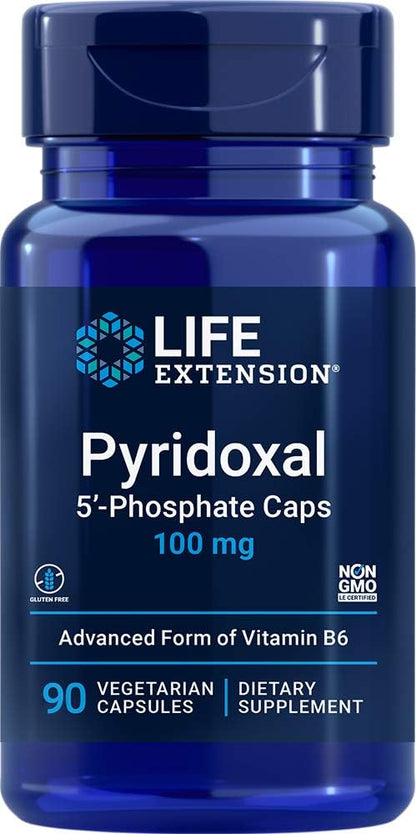 Life Extension Pyridoxal 5'-Phosphate (P5P) - Vitamin B6 100 mg, 60 Vegetarian Capsules
