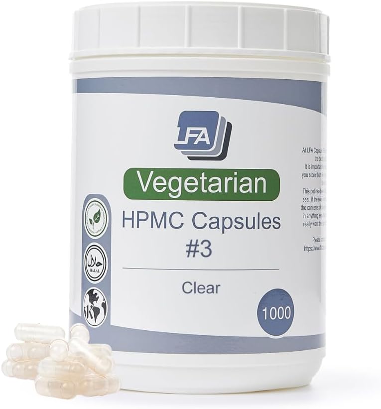 Empty Capsules Size 3 – Clear Vegan HPMC – 500 Count Jar - görsel 10