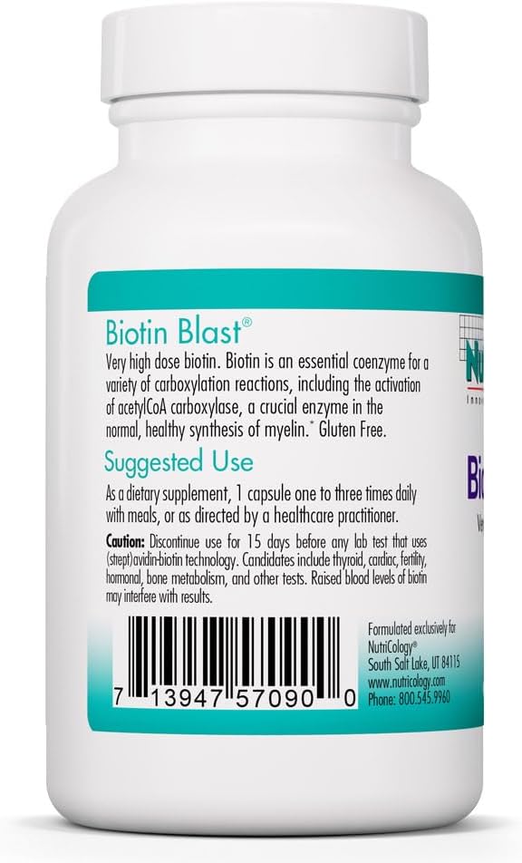 NutriCology Biotin Blast - 100 mg Biotin Food Supplement for Hair, Skin and Nails - 90 Vegetarian Capsules - görsel 3