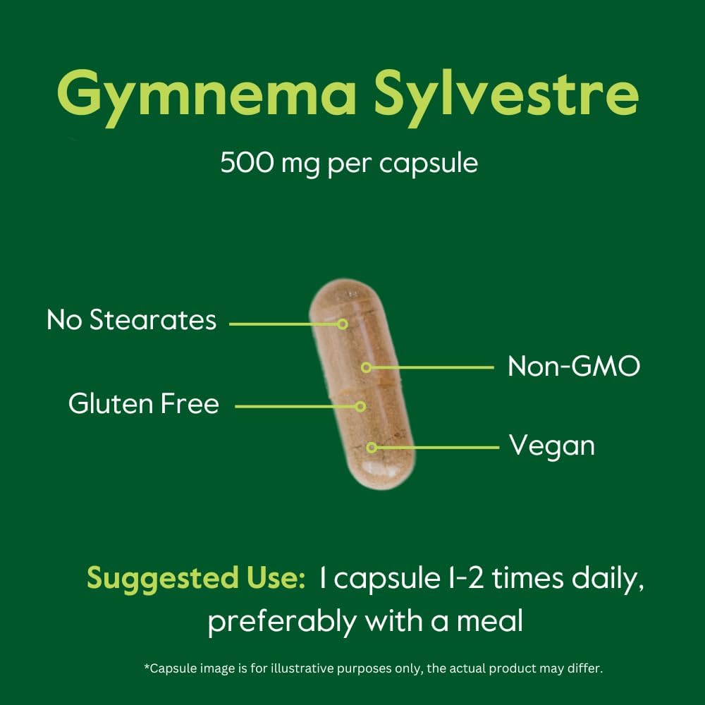 BESTVITE Gymnema Sylvestre 500mg (120 Vegetarian Capsules) - Standardised to 75% Gymnemic Acid - No Stearates - No Fillers - No Flow Agents - Vegan - Non GMO - Gluten-free - görsel 4