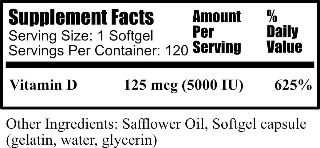 Daily Manufacturing Vitamin D3 5000 IU (125 mcg) Softgels - görsel 2