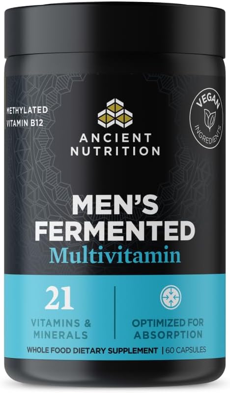 Ancient Nutrition Men's Multivitamin - Fermented Whole Food with Methylated Vitamins, 60 Capsules - görsel 1