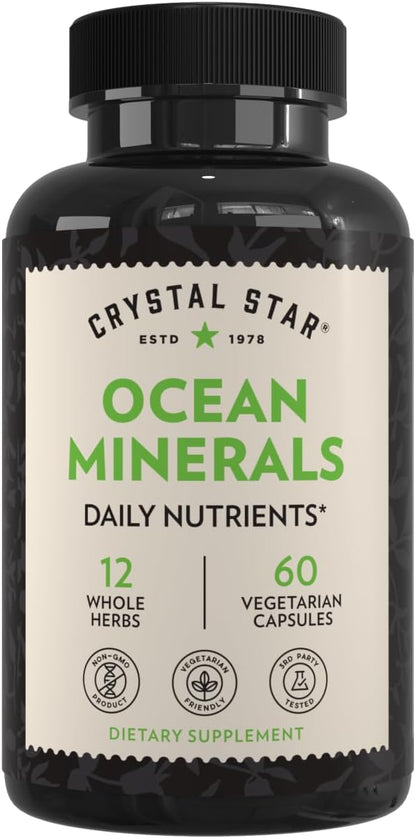 Crystal Star Ocean Minerals Supplement – Herbal Blend for Bone and Collagen Support (60 Capsules)