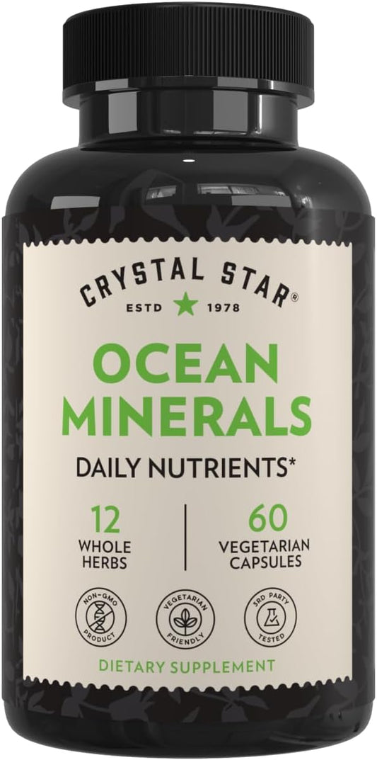 Crystal Star Ocean Minerals Supplement – Herbal Blend for Bone and Collagen Support (60 Capsules)