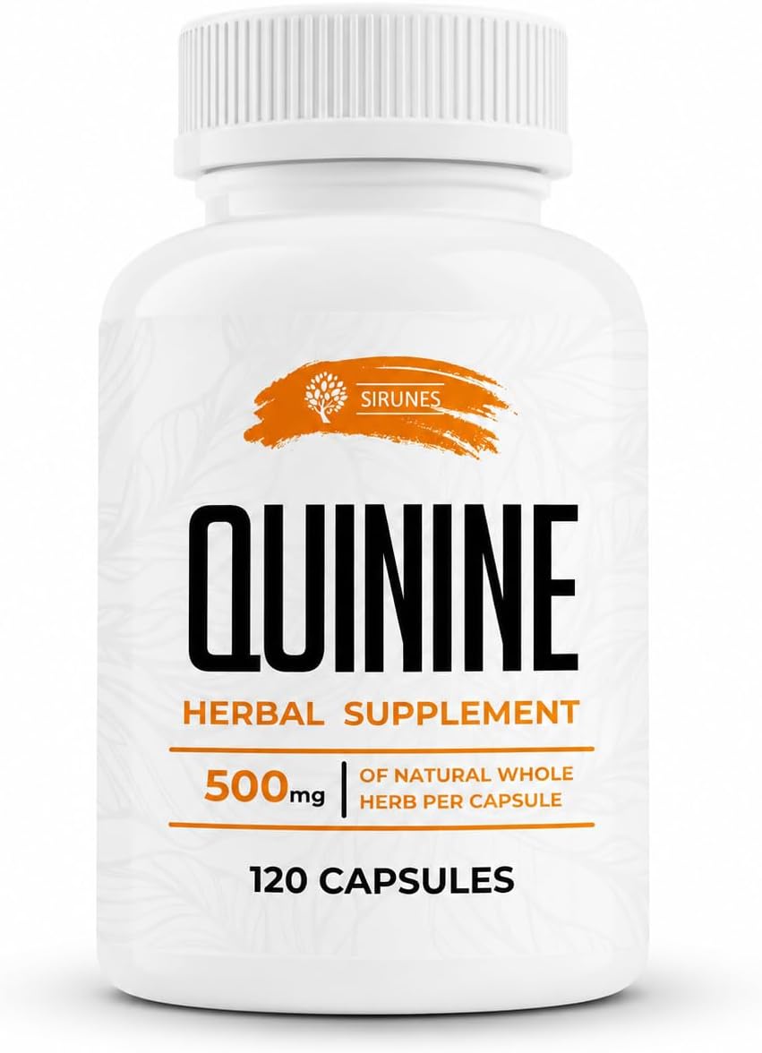 SIRUNES Cinchona Bark Quinine Capsules – Herbal Food Supplement for Muscle and Digestive Support – 500 mg, 120 Capsules - görsel 1