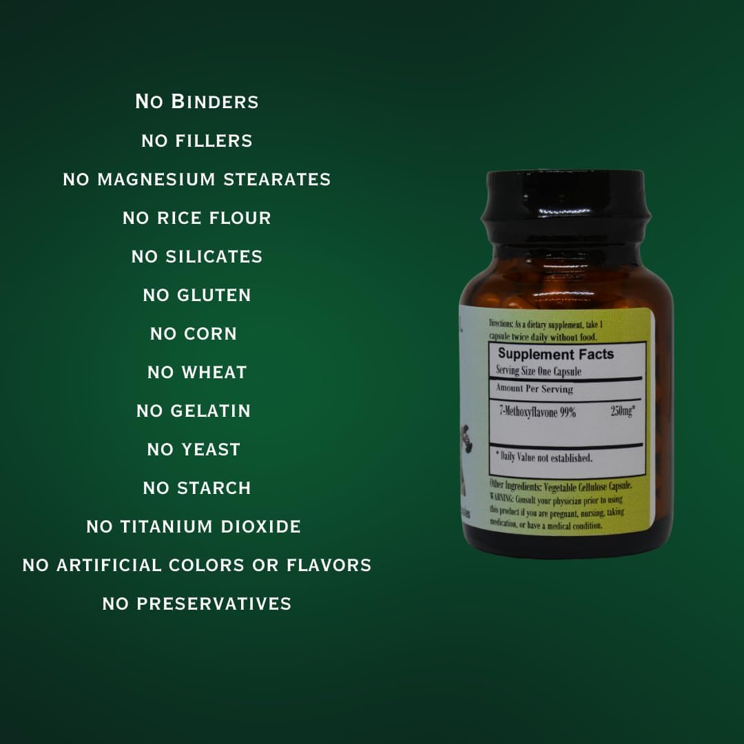 Barlowe's Herbal Elixirs 7-Methoxyflavone Extract – 250mg per Capsule – Hormonal Balance & Vitality Support – 60 Vegan Capsules - görsel 4