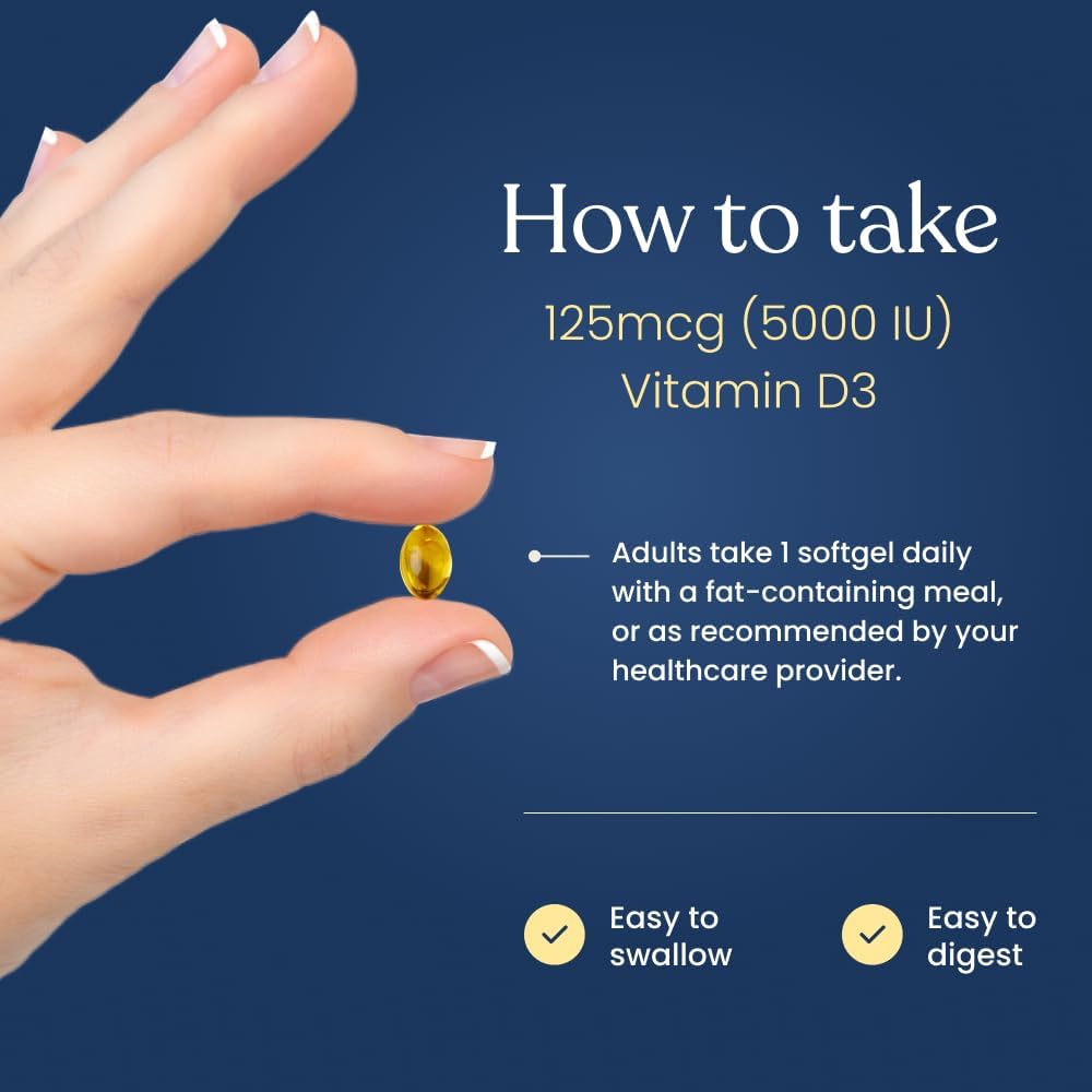 Better Way Health Vitamin D3 5000 IU Softgels – Immune & Bone Support, 120 Count - görsel 6