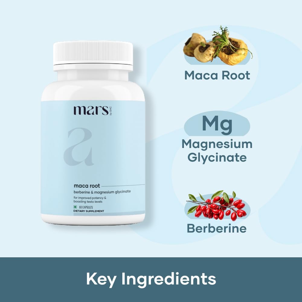 mars by GHC Maca Root Caps (Ginseng): Powered with Magnesium & Berberine - 60 Capsules | Overall Wellbeing | Good Health Company - Pack of 3 - görsel 7
