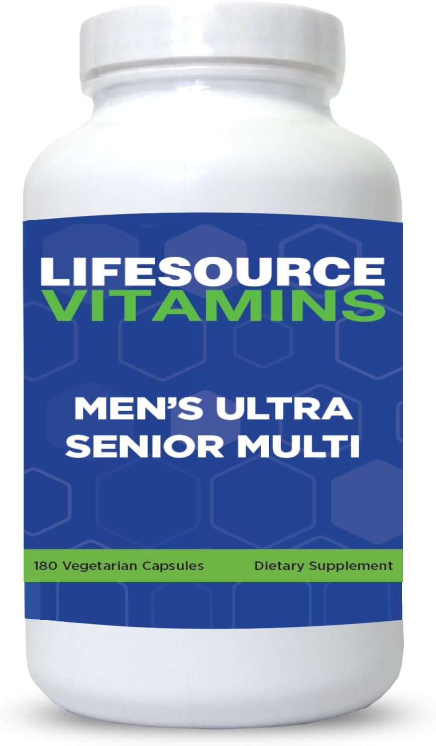 LifeSource Vitamins Men's Senior Multi - Vegetarian - Complete Multivitamin for Men 50+ - 180 Capsules (60-Day Supply) - görsel 1