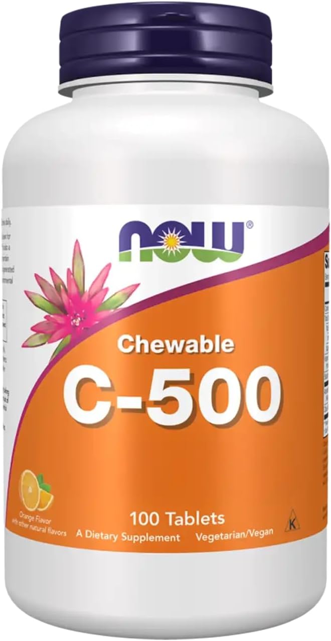 NOW Foods Vitamin C-500 Chewable Orange 100 Chewable Tablets - görsel 1