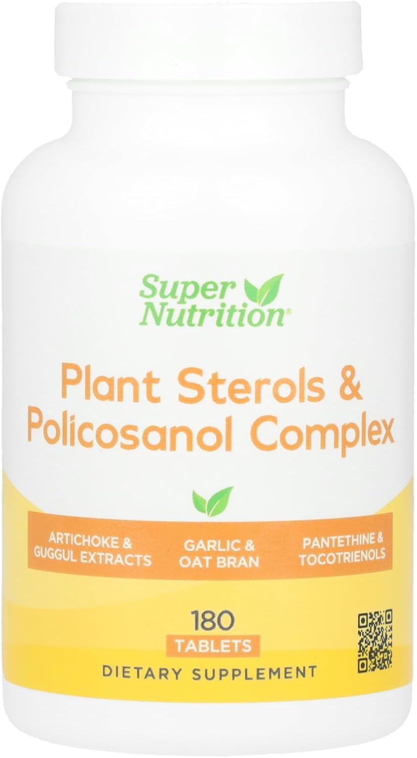 SuperNutrition Plant Sterols & Policosanol Complex with Folate, Guggul Extract, Soya Germ Extract, and Oat Bran, 180 Tablets - görsel 1