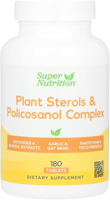 SuperNutrition Plant Sterols & Policosanol Complex with Folate, Guggul Extract, Soya Germ Extract, and Oat Bran, 180 Tablets