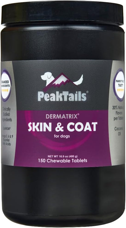 Kala Health PeakTails Skin & Coat Support for Dogs – 150 Chewable Tablets