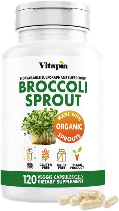 Vitapia Organic Broccoli Sprout & Broccoli Extract Supplement - 120 Vegetable Capsules