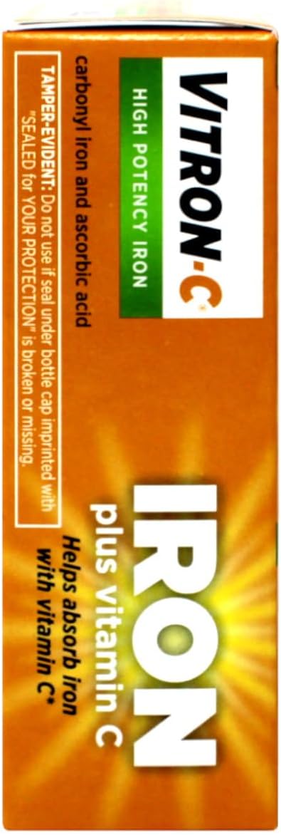 Vitron-C High Potency Iron Food Supplement with Vitamin C, 60 Coated Tablets, 65 mg Elemental Iron - görsel 5