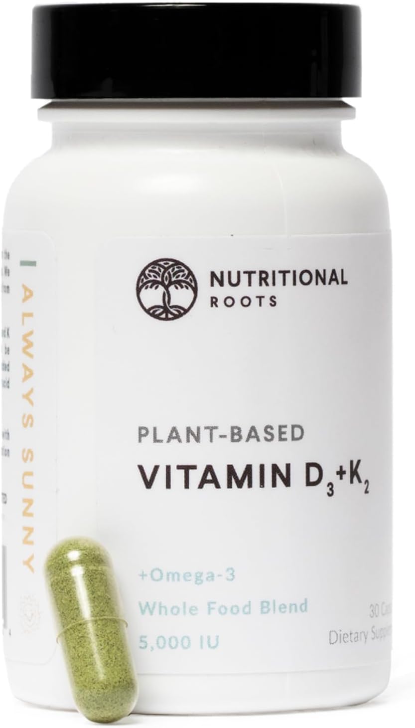 Nutritional Roots Vitamin D3 K2 MK7 5000 IU Immune and Bone Support – 60 Capsules - görsel 1