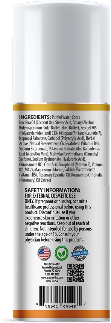 AnuMed Vitamin D3 & K2 5,000 IU Cream with Magnesium, Hyaluronic Acid and Vitamin E - 85g - görsel 2