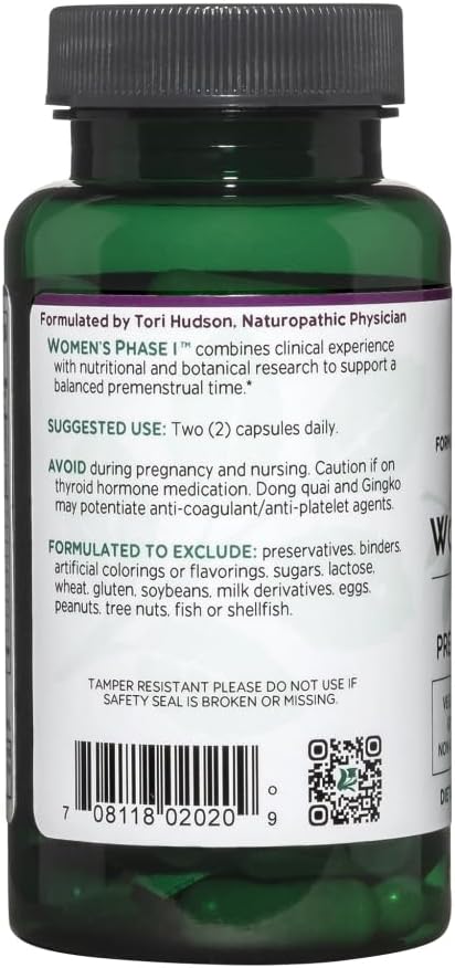 Vitanica Women's Phase I - Premenstrual Support, Vegan, 60 Capsules - görsel 3