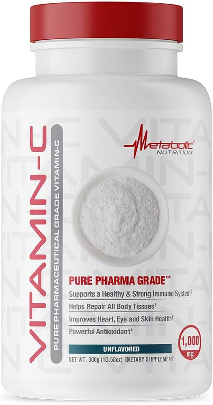 Metabolic Nutrition Vitamin C, 1000mg, Pure Pharma Grade, High Absorption Ascorbic Acid (300g)