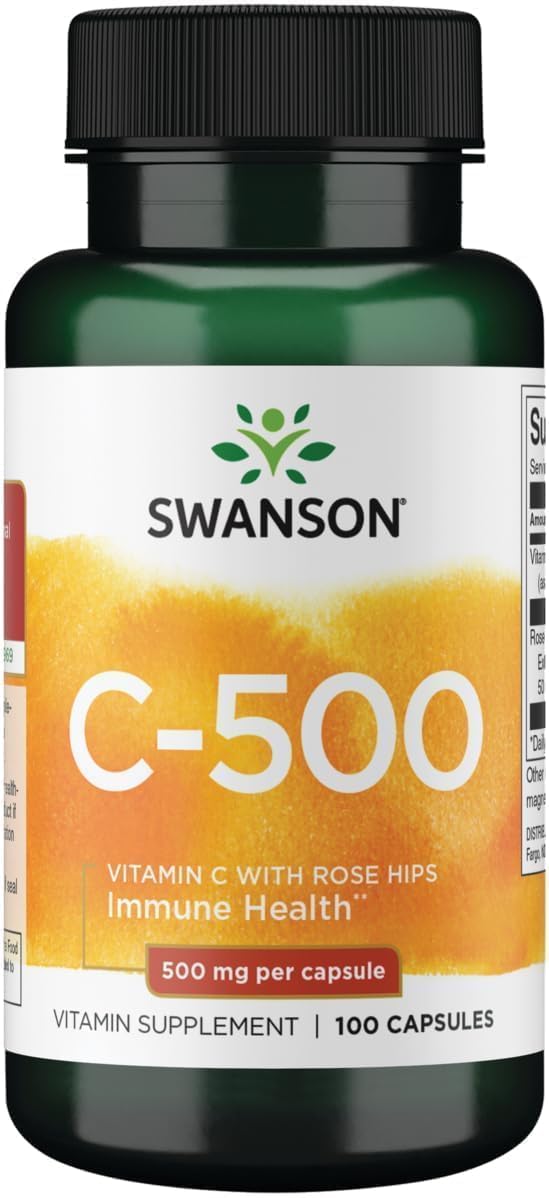 Swanson Vitamin C with Rose Hips, 500 mg, 100 Capsules - görsel 1