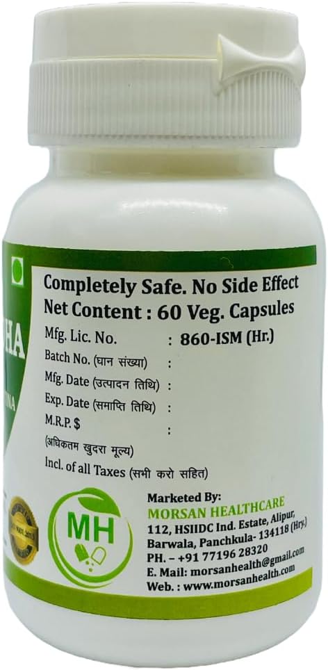 Morsan Health care Sarpgandha (Rauwolfia Serpentina) 500 mg Capsules, Pure and Herbal Food Supplement 60 Veg Capsules - görsel 3