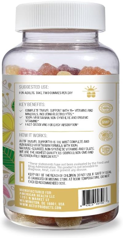 ACTIF Travel Mega Support with 15+ Advanced Factors – Non-GM, Fast-Acting, Made in the USA, 90 Gummies - görsel 2
